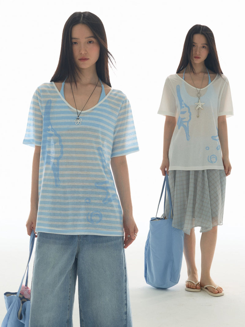 [YAWHAT] conch print blouse