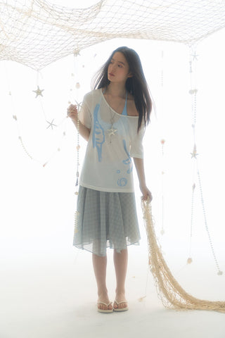 [YAWHAT] conch print blouse