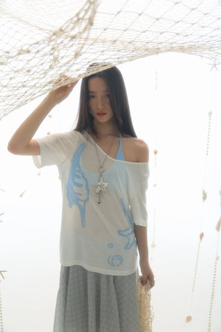 [YAWHAT] conch print blouse