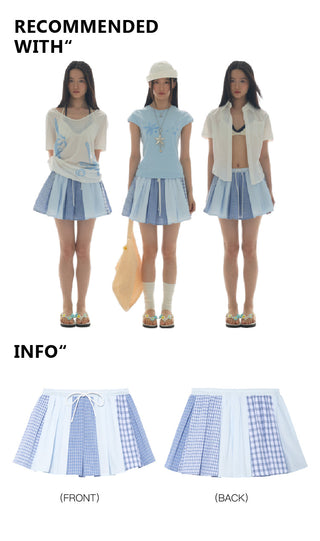 [YAWHAT] plaid pleated skirt