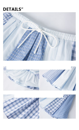[YAWHAT] plaid pleated skirt