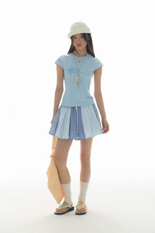 [YAWHAT] plaid pleated skirt