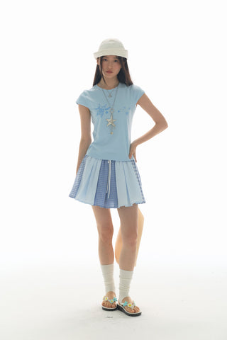[YAWHAT] plaid pleated skirt