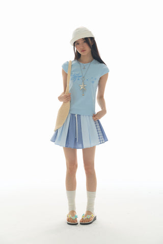 [YAWHAT] plaid pleated skirt