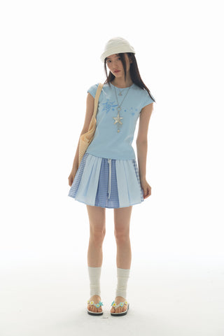 [YAWHAT] plaid pleated skirt