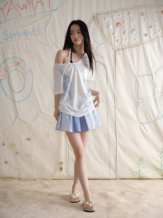[YAWHAT] plaid pleated skirt