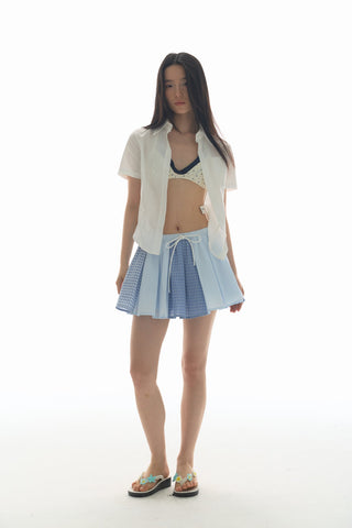 [YAWHAT] plaid pleated skirt