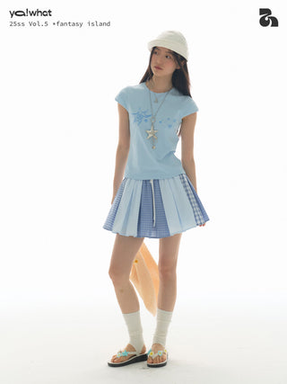 [YAWHAT] plaid pleated skirt