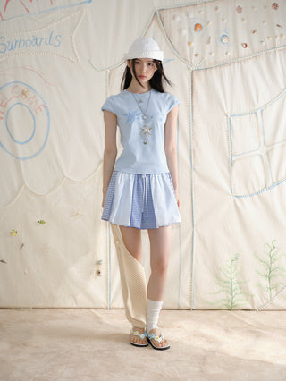 [YAWHAT] plaid pleated skirt