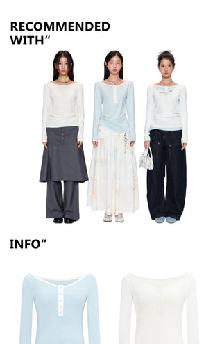 [YAWHAT] henley collar shirt