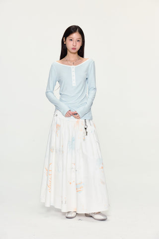 [YAWHAT] henley collar shirt