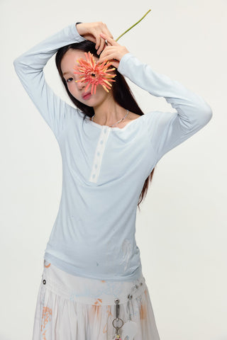 [YAWHAT] henley collar shirt