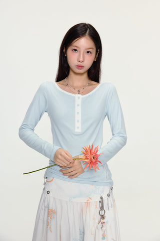 [YAWHAT] henley collar shirt