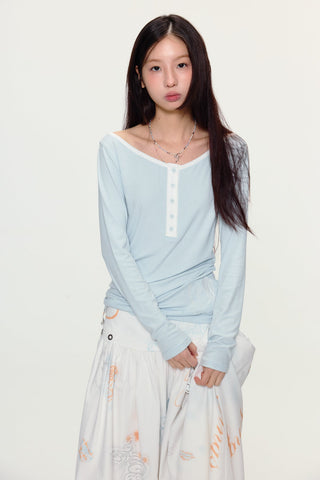[YAWHAT] henley collar shirt