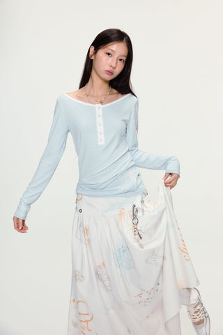 [YAWHAT] henley collar shirt