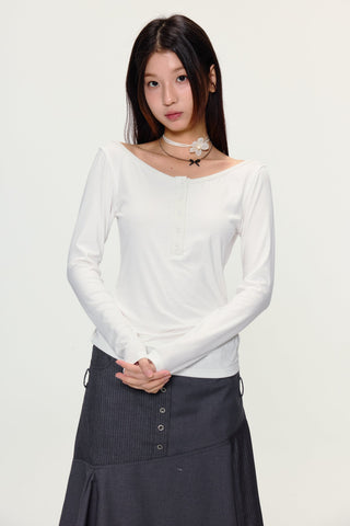 [YAWHAT] henley collar shirt