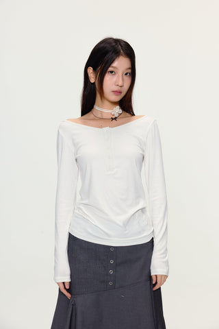 [YAWHAT] henley collar shirt
