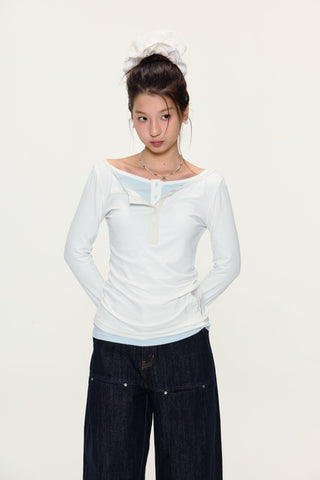 [YAWHAT] henley collar shirt