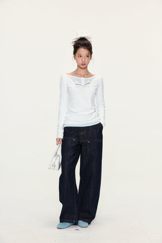 [YAWHAT] henley collar shirt