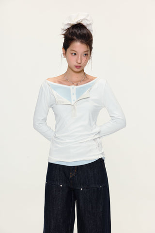 [YAWHAT] henley collar shirt