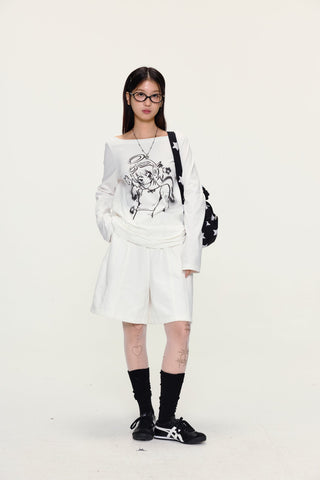 [YAWHAT] double waist shorts
