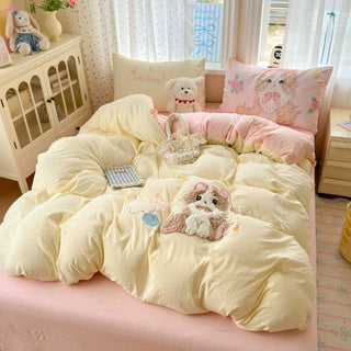 Cute Kitty Yellow Bedding Set