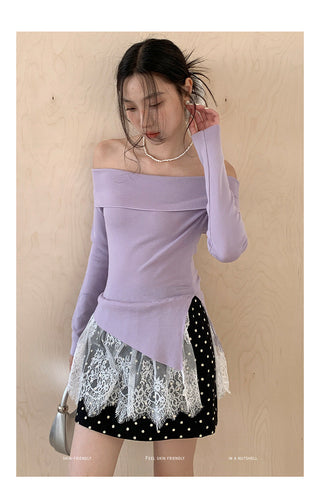 Off-shoulder long sleeve Top
