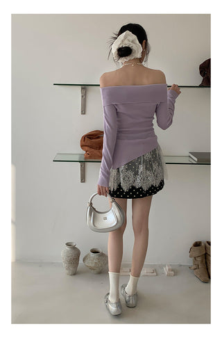 Off-shoulder long sleeve Top