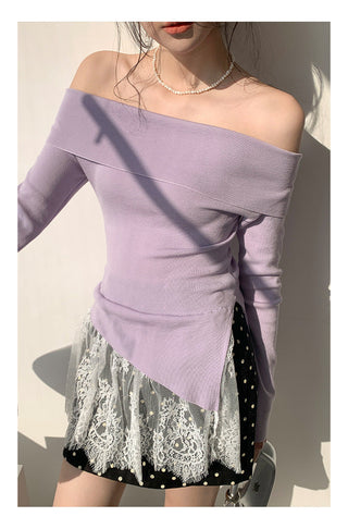 Off-shoulder long sleeve Top