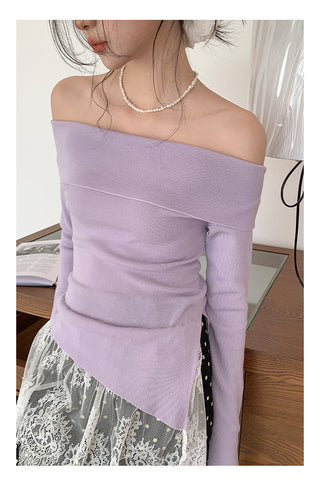 Off-shoulder long sleeve Top