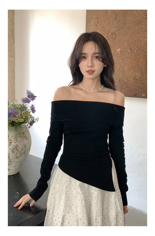 Off-shoulder long sleeve Top