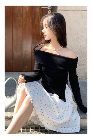 Off-shoulder long sleeve Top