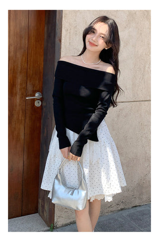 Off-shoulder long sleeve Top