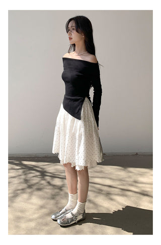 Off-shoulder long sleeve Top