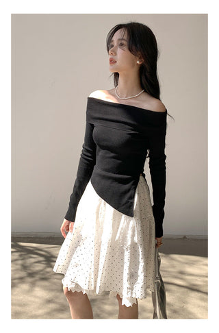Off-shoulder long sleeve Top