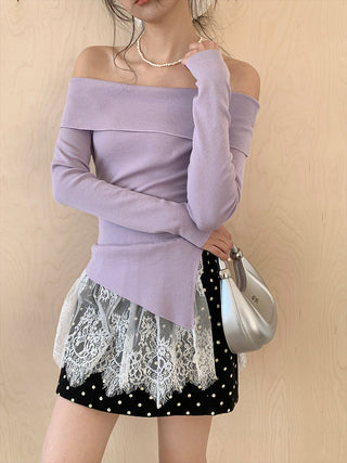 Off-shoulder long sleeve Top