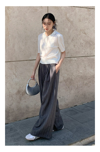 Striped wide-leg pants