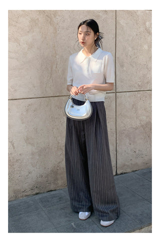 Striped wide-leg pants