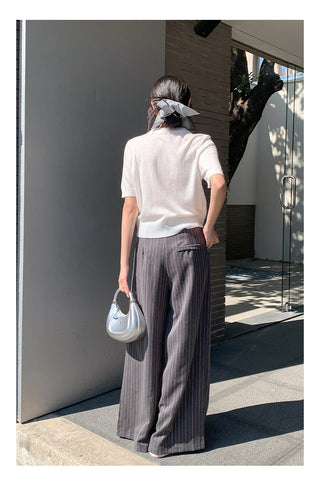 Striped wide-leg pants