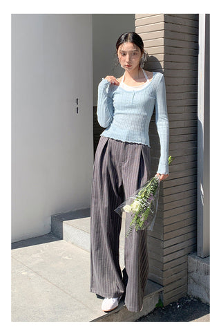 Striped wide-leg pants