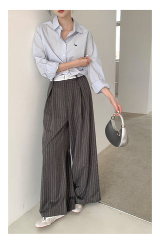 Striped wide-leg pants