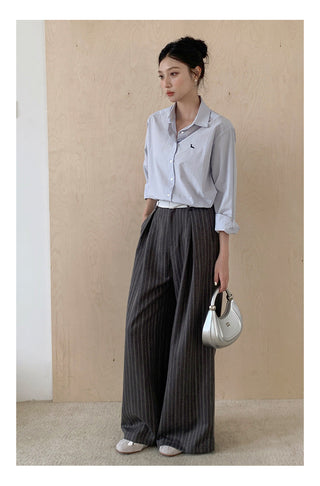 Striped wide-leg pants