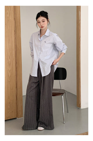 Striped wide-leg pants