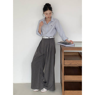 Striped wide-leg pants