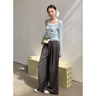 Striped wide-leg pants
