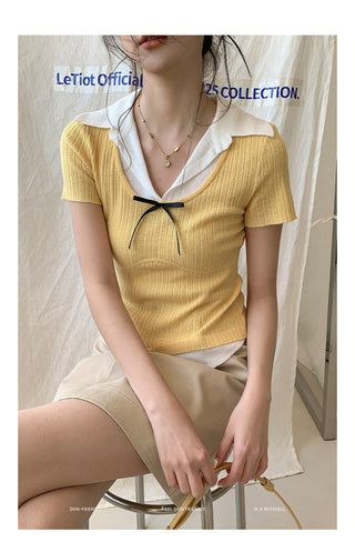 Bow polo sweater Top