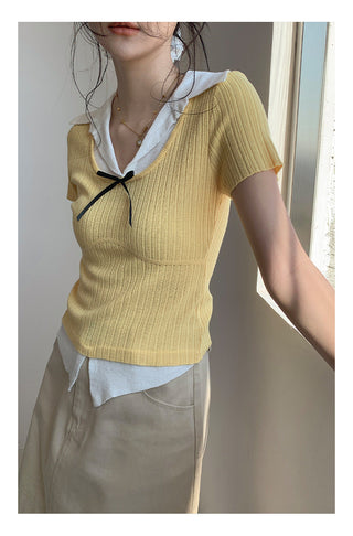 Bow polo sweater Top