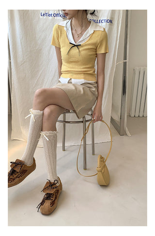 Bow polo sweater Top
