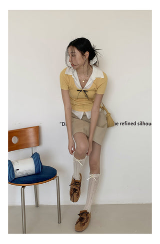 Bow polo sweater Top