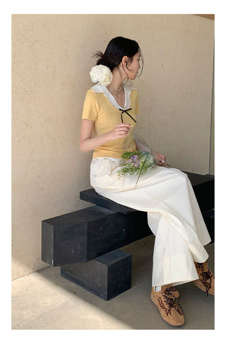 Bow polo sweater Top